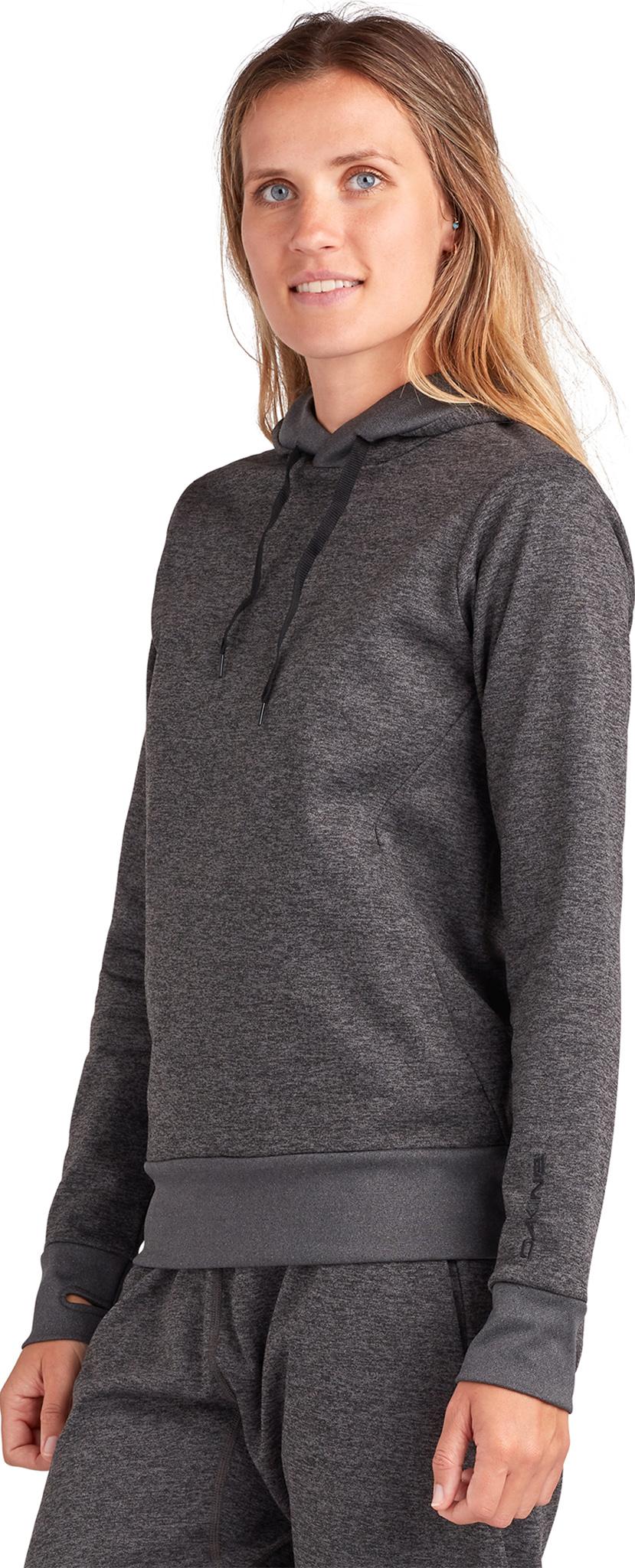 Women's lightweight pullover hoodie with hood and kangaroo pocket, dark gray