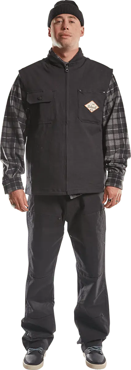 Black men’s Biltwell cargo pants with multiple pockets and straight-leg fit