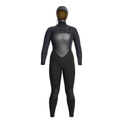 Black hooded full wetsuit with smooth paneling and long sleeves