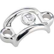 Chrome alloy handlebar clamp with mounting bolt and two screw holes