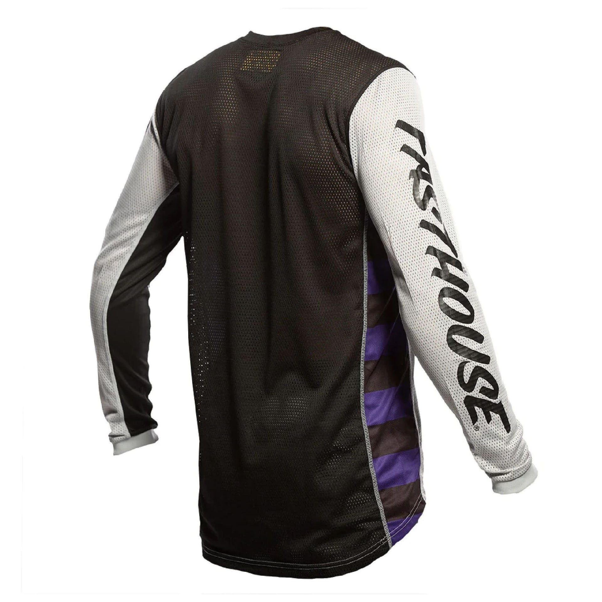 Fasthouse Originals air-cooled jersey back, black with white sleeve graphic and stripe