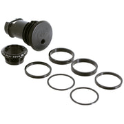 Black threaded EDC top cap with metal rings and O-ring set