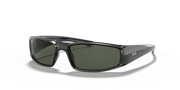 Ray-Ban rectangular sunglasses with black frame and dark green lenses