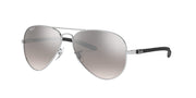 Ray-Ban Chromance aviator sunglasses with silver frame and mirrored grey polarized lenses
