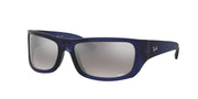Ray-Ban Chromance sunglasses with blue frame and polarized grey mirrored lenses