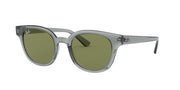 Ray-Ban RB4324 sunglasses with green tinted lenses and translucent grey frame
