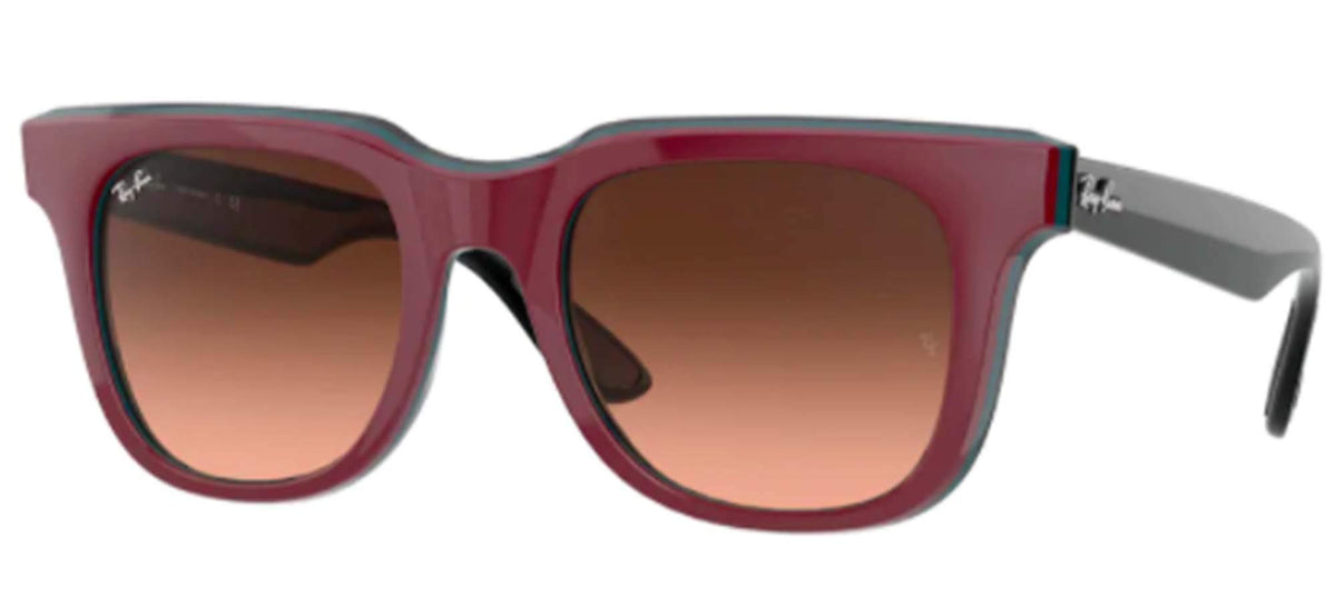 Ray-Ban RB4368 bordeaux sunglasses with pink-brown gradient lenses, square frame
