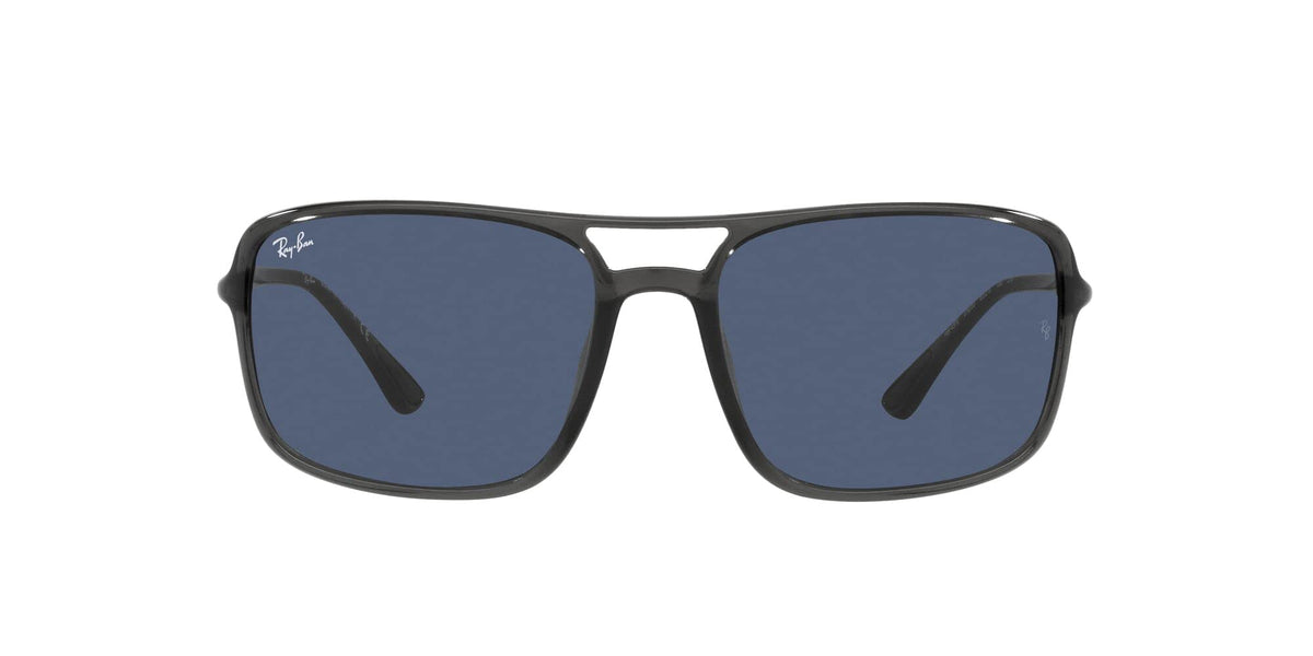 Ray-Ban RB4375 sunglasses with dark blue lenses and translucent dark grey frame