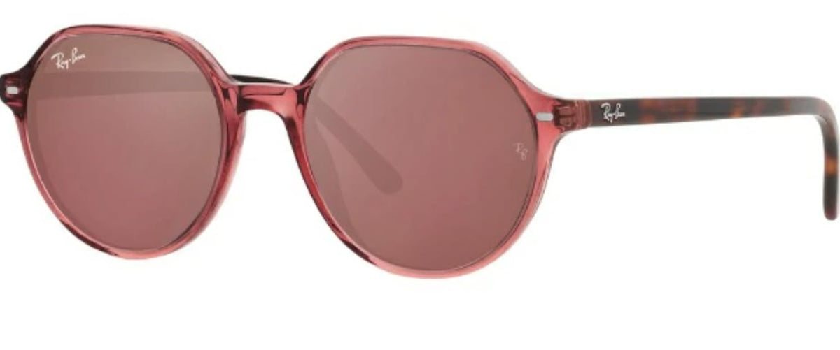 Ray-Ban low-bridge sunglasses with rose lenses and red tortoiseshell frames