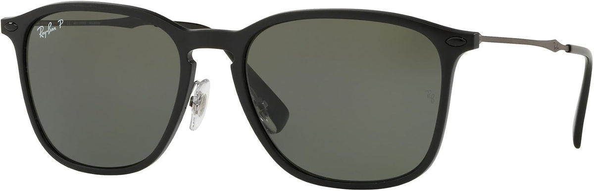 Ray-Ban square sunglasses with black frame and green tinted lenses