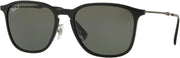 Ray-Ban square sunglasses with black frame and green tinted lenses