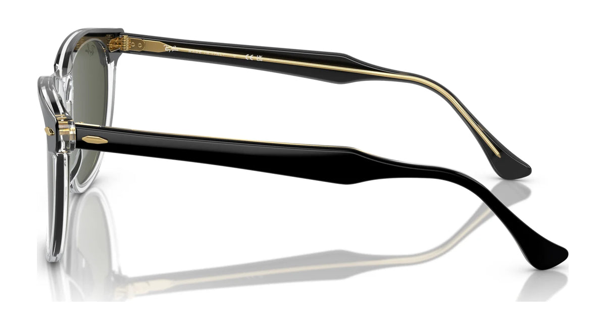 Ray-Ban RB2398 Eagleeye sunglasses, side view with dark green lenses and black temples