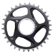 Black narrow-wide chainring with sprocket teeth and direct-mount interface