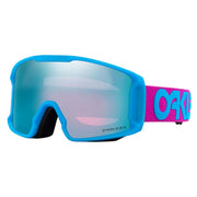 Blue snow goggles with Prizm lens and purple Oakley strap