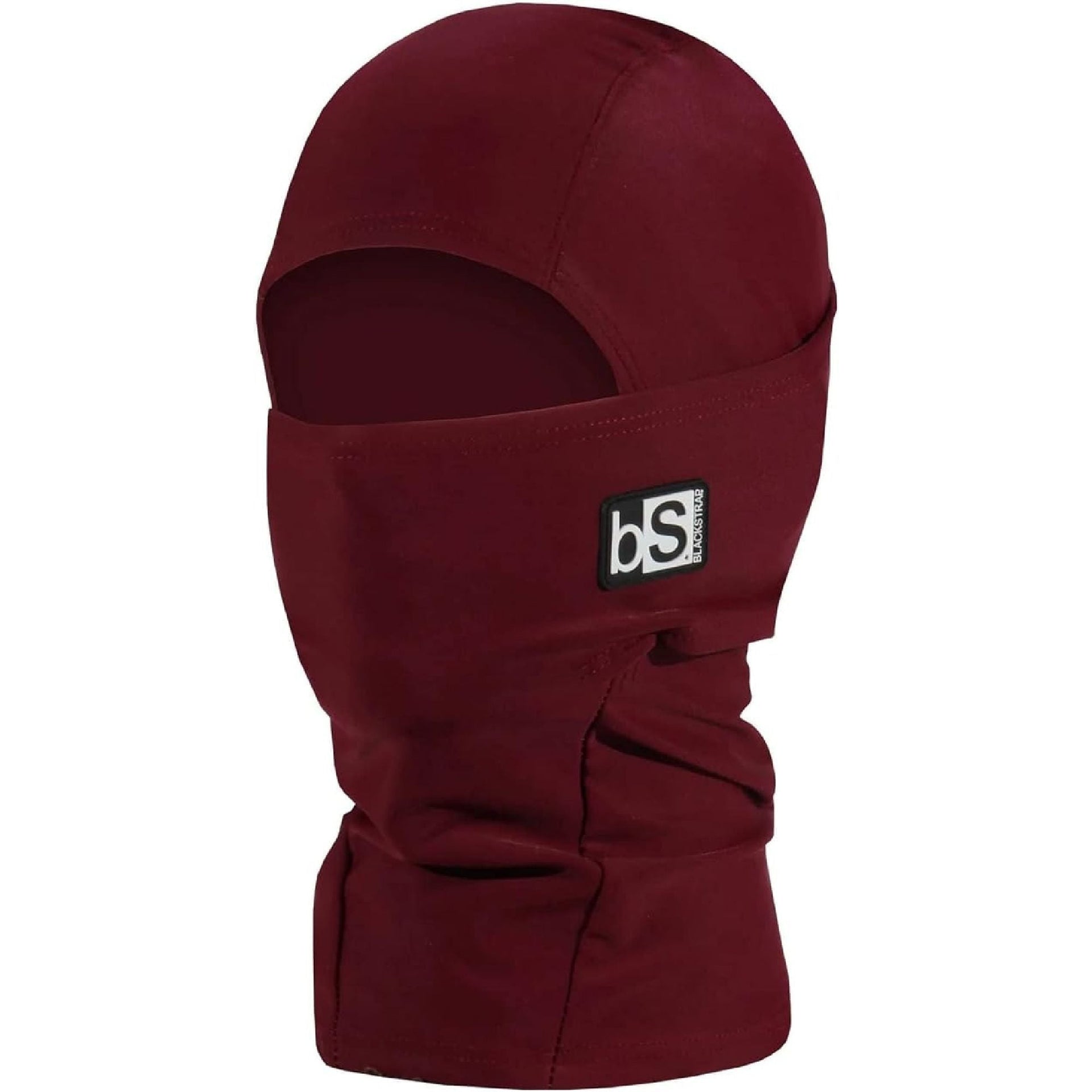 Youth expedition hood in deep wine color with bS logo patch and face opening