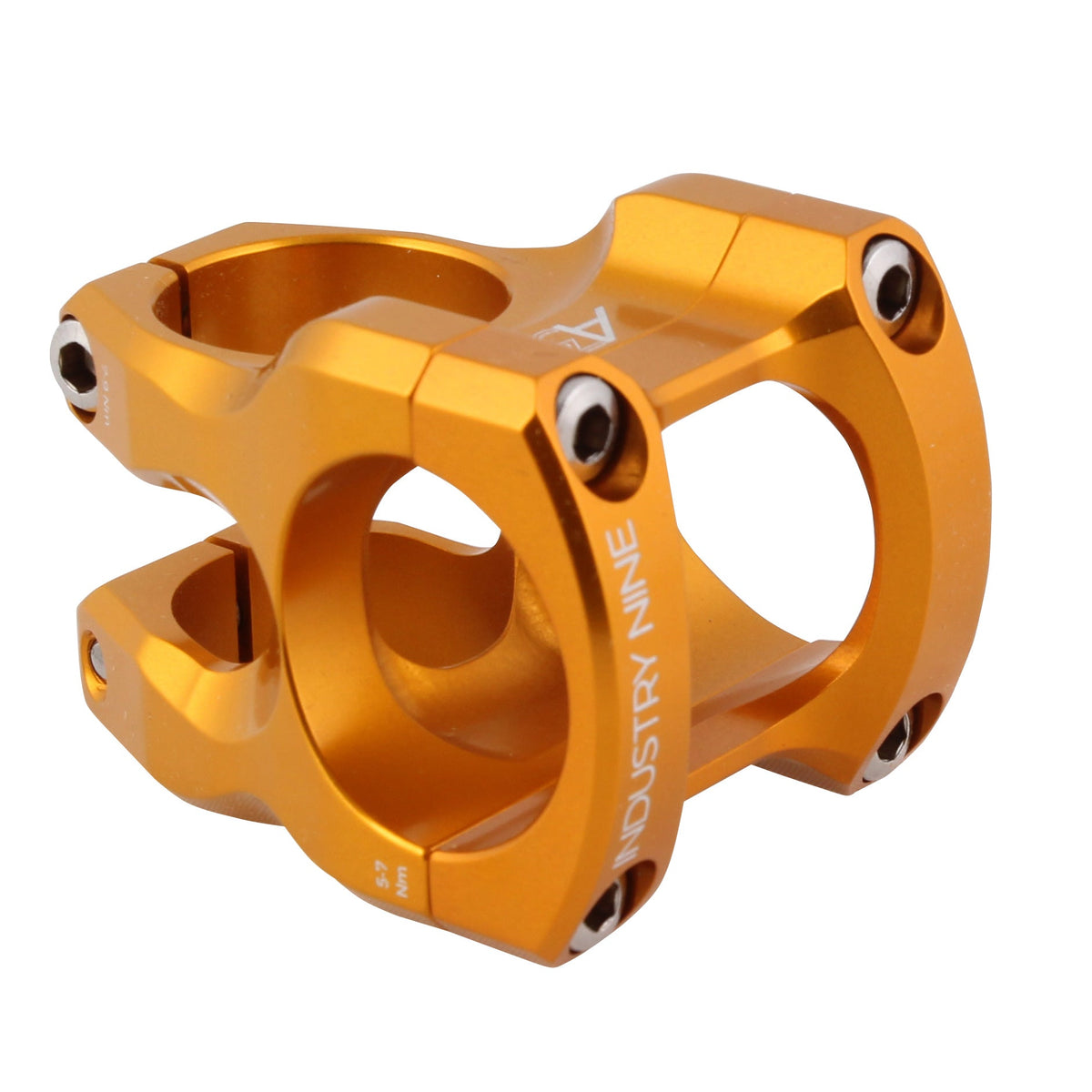 Gold aluminum bike handlebar stem, 31.8mm clamp, four-bolt design