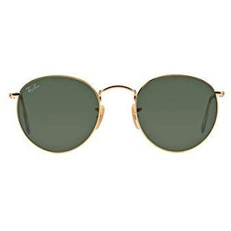 Authentic Ray-Ban RB 3447 001 50mm Round Metal Gold Frame Green Lenses