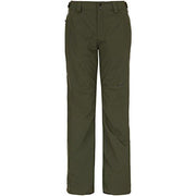 Women’s insulated ski pants, dark forest-green with front button/zip and belt loops