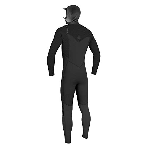 O'NEILL Hyperfreak 4/3Mm Chest Zip Full Wetsuit W/Hood, Black/Black, Medium