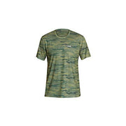 Short-sleeve camo rashguard with crew neck and small chest logo