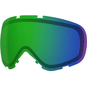 Goggle replacement lens with green-to-blue mirrored finish, vented frame