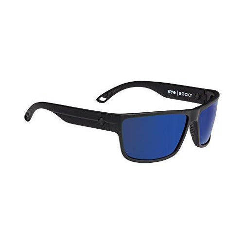 Spy Optic Rocky Sunglasses - Soft Matte Black - HD+ Gray Green Polar with Dark Blue Spectra Mirror