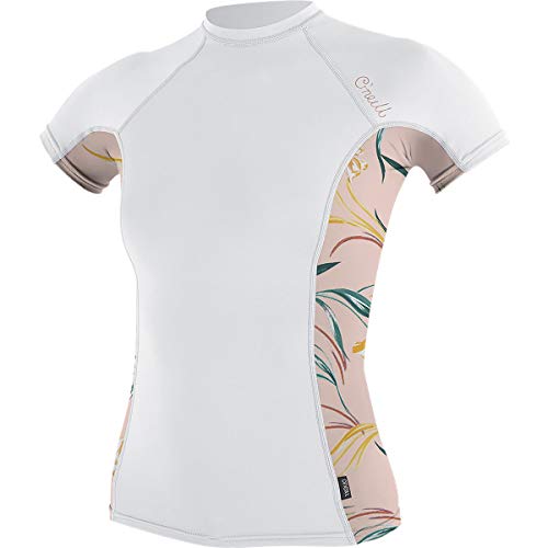 O'NEILL Side Print Women's Short-Sleeve Rashguards - Wht/Claris/Large