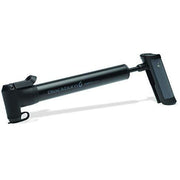 Black bike mini pump with Anyvalve head and textured grip handle
