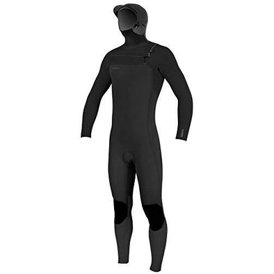 O'NEILL Hyperfreak 4/3Mm Chest Zip Full Wetsuit W/Hood, Black/Black, Small