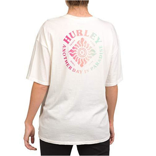 Hurley Womens Belize Washed Oversized Boyfriend Pocket Crew