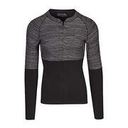 Men's 2mm neo front-zip jacket, heather gray torso and black long sleeves
