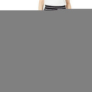 Women's striped wide-leg pant with elastic waistband, black and white horizontal stripes