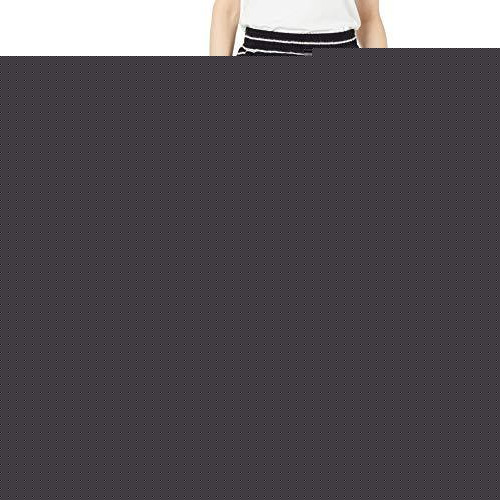 Women's striped wide-leg pant with elastic waistband, black and white horizontal stripes
