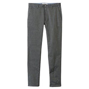 Men's black casual pants with belt loops, button fly, and straight legs
