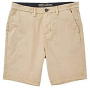 Billabong boys' beige walkshorts with adjustable waistband and logo button