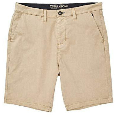 Billabong boys' beige walkshorts with adjustable waistband and logo button