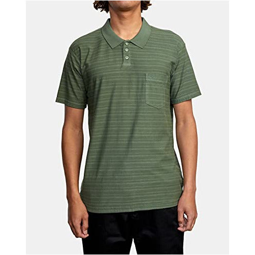 RVCA Men's PTC Texture Stripe Polo Short Sleeve