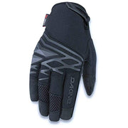 Black cycling glove with textured fabric back, padded knuckle guard, and mesh fingertips