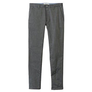 Men's black casual pants with button-and-zip front and belt loops
