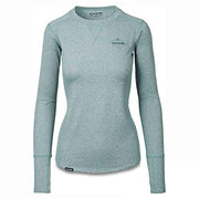 Dakine midweight long-sleeve top, heathered teal crew neck, logo chest
