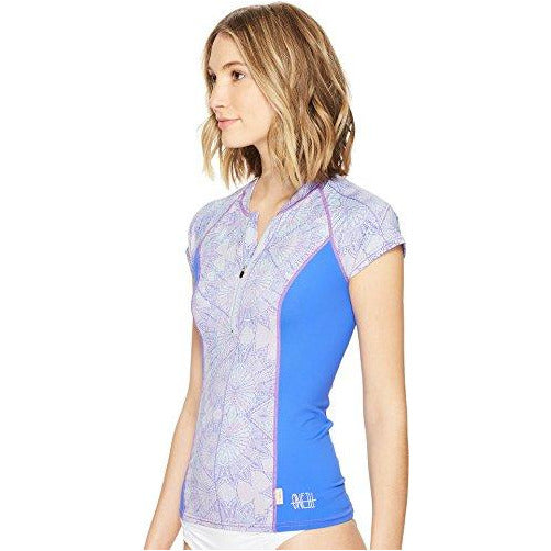 O'Neill Women's Front Zip Cap Sleeve Batiki/Tahitian Blue Medium