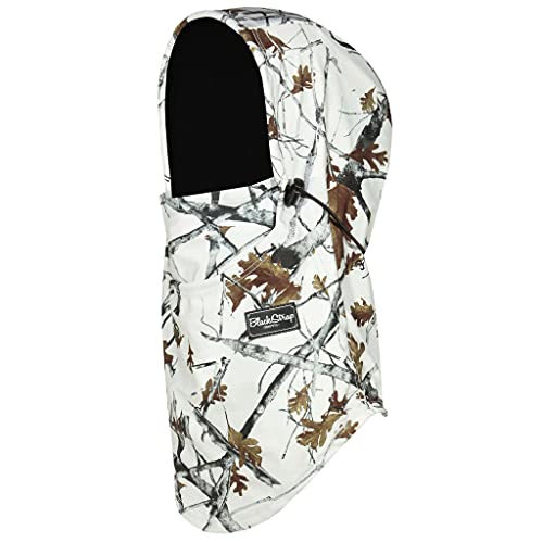 Camo hood balaclava face mask with black opening, dual-layer cold-weather headwear