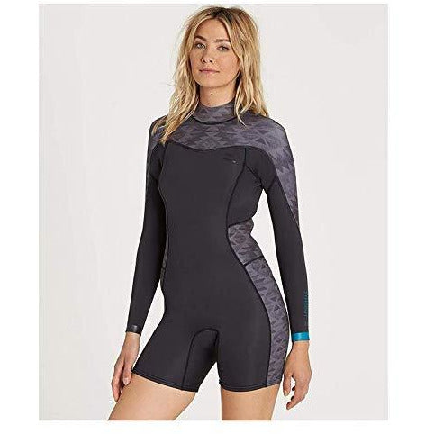 Billabong Women's Synergy 2/2 Back Zip Long Sleeve Spring Suit, Black