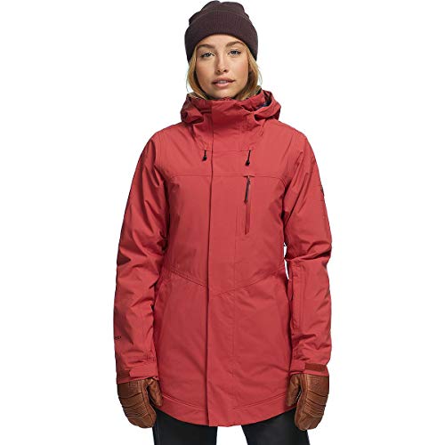 Red Gore-Tex 2L hooded jacket with zip front, adjustable hood and drawcord hem