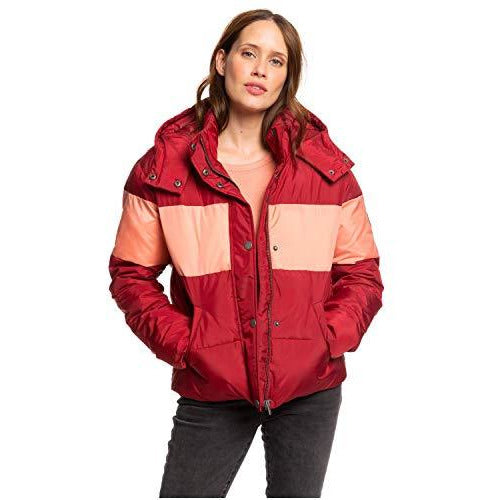 Roxy Womens Out of Focus - Cropped Hooded Puffer Jacket - Women - Xs - Red Rhubarb Xs