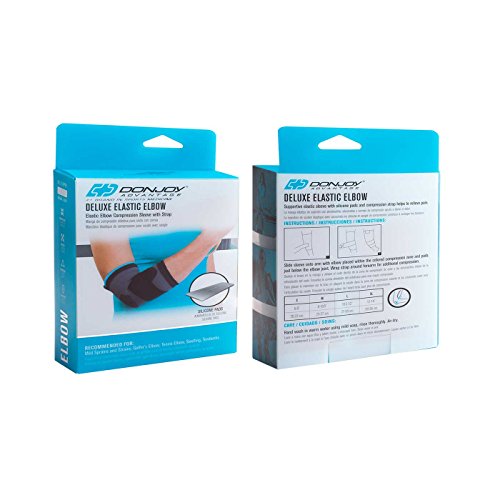 DonJoy Advantage DA161ES02-BLK-S Deluxe Elastic Elbow for Sprains, Strains, Golfer's and Tennis Elbow, Swelling, Black, Small 8", 9"