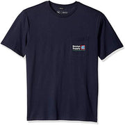 Men's short-sleeve pocket T-shirt, dark navy with chest logo patch
