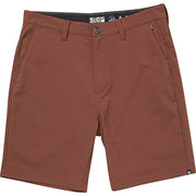 Billabong men's Surftrek wick shorts, dark khaki-brown with zip fly and side pockets