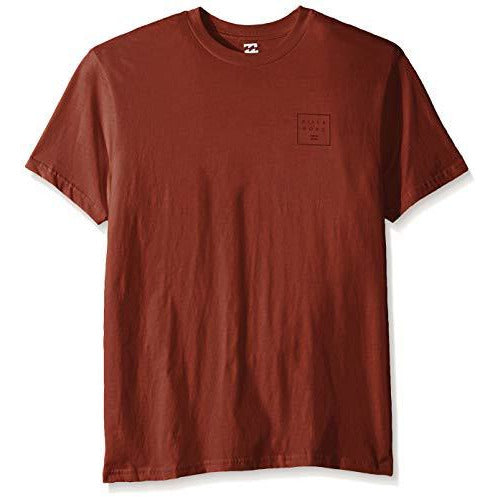 Billabong men's stacked logo T-shirt, short-sleeve crewneck, rust brown