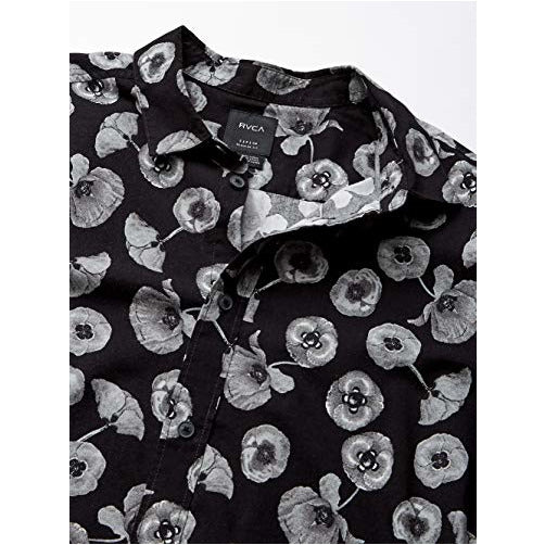 RVCA Men's Peace Poppy Short Sleeve Woven Button Front Shirt